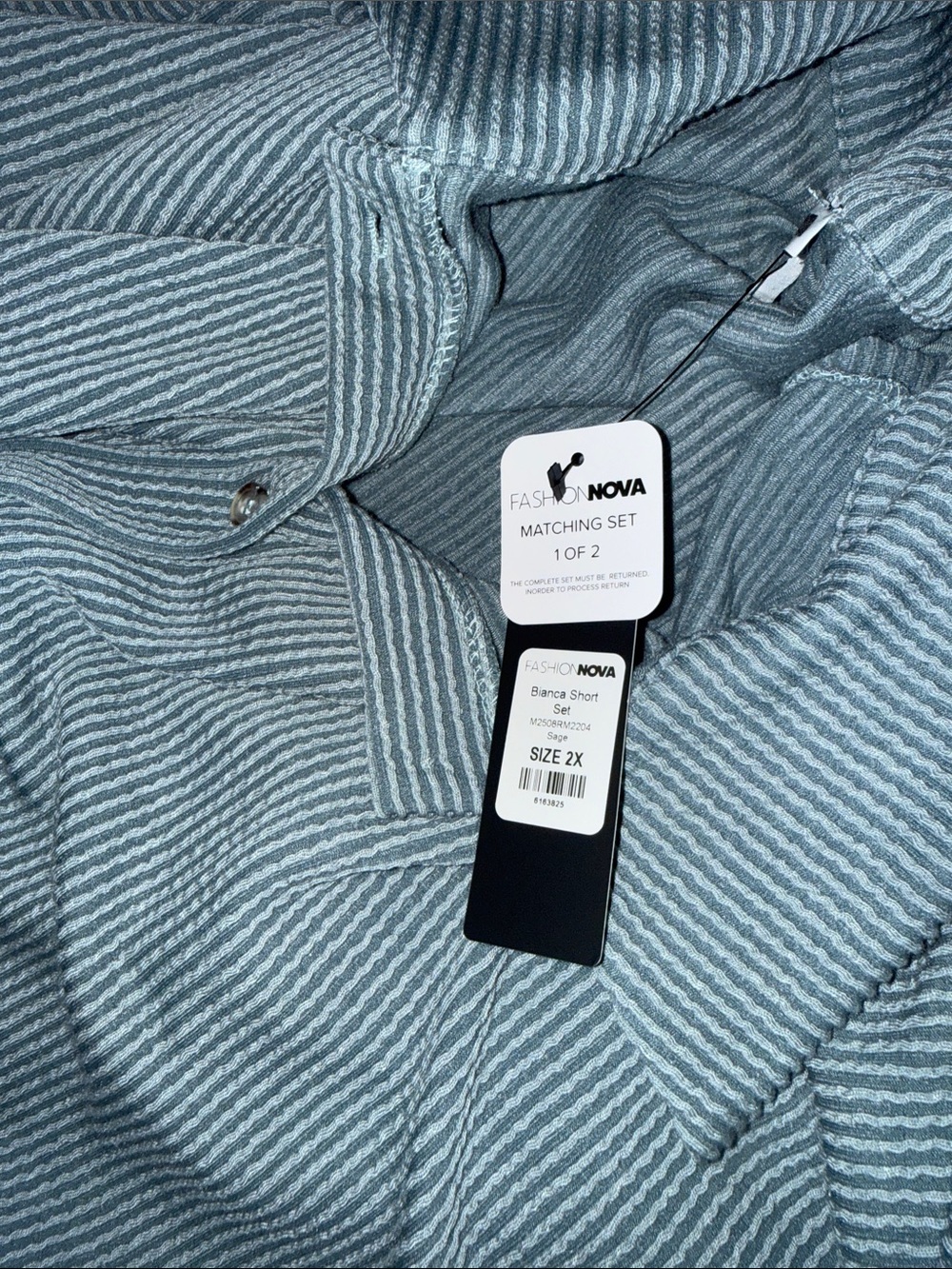 Ribbed Button-Front Short Set - Picture 3 of 3